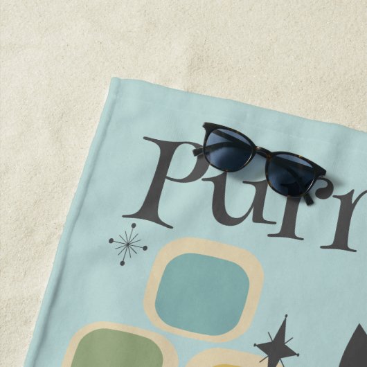 Puur Retro Black Cat Mid Century Strandlaken (In situ)