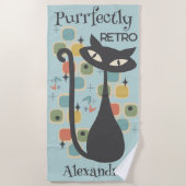 Puur Retro Black Cat Mid Century Strandlaken (Voorkant)