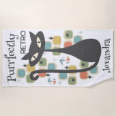 Puur Retro Black Cat Mid Century Strandlaken (Voorkant)