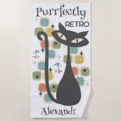 Puur Retro Black Cat Mid Century Strandlaken (Voorkant)