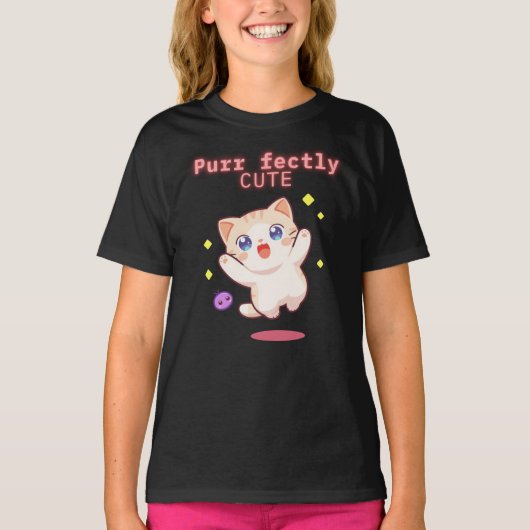 Puur Schattigee Jumping Cat Kinder T-shirt (Voorkant)