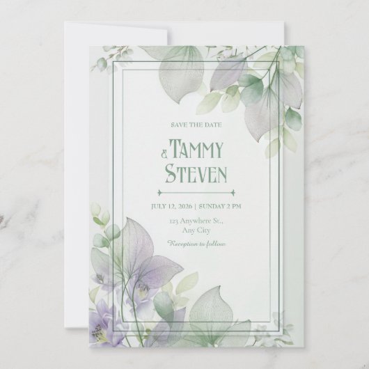 Puur Skeletblad Lavendel Botanisch Frame Kaart (Voorkant)