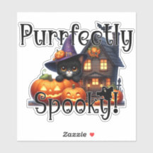 Puur Spooky Black Cat met Witch's Pet Hallo