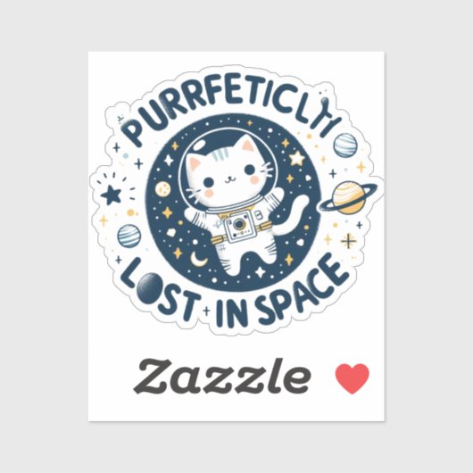 Puur verloren in de ruimte Schattigee Cat Astronau Sticker (Vel)