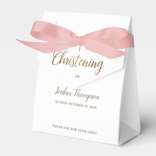 Puur wit doopgoud kruis Dank u Bedankdoosjes (Voorkant Zijde)