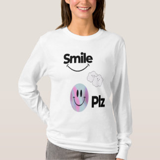 Puur wit T-shirt met Schattige emoji-gezicht en po