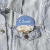 puur witte rozenbloem bruinkoolknoop ronde button 7,6 cm (In situ)