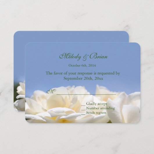 puur witte rozenbloemen bruiloft rsvp (Voorkant / Achterkant)