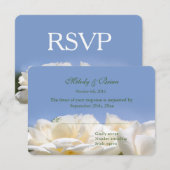 puur witte rozenbloemen bruiloft rsvp kaartje (Voorkant / Achterkant)