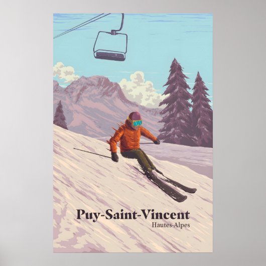 Puy Saint Vincent Skigebied Reisposter Poster (Voorkant)