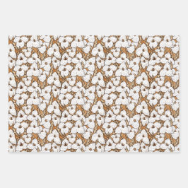 Puya Flower Floral Pattern Sepia Brown Grey Inpakpapier Vel