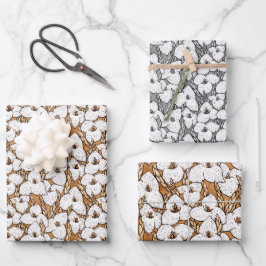 Puya Flower Floral Pattern Sepia Brown Grey Inpakpapier Vel