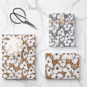 Puya Flower Floral Pattern Sepia Brown Grey Inpakpapier Vel