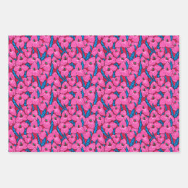 Puya Flowers Botanical Floral Pattern roze Blue Inpakpapier Vel