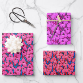 Puya Flowers Botanical Floral Pattern roze Blue Inpakpapier Vel