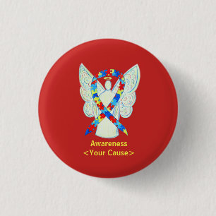 Puzle Awareness Ribbon Angel Art Buttonnen Ronde Button 3,2 Cm