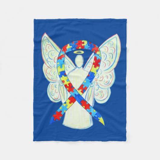 Puzle Awareness Ribbon Angel Custom Soft Blanket Fleece Deken (Voorkant)