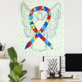 Puzle Awareness Ribbon Angel Poster Art Print (Thuiskantoor)