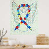 Puzle Awareness Ribbon Angel Poster Art Print (Keuken)