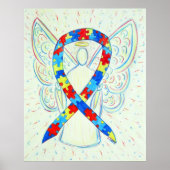 Puzle Awareness Ribbon Angel Poster Art Print (Voorkant)