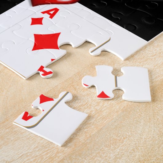 Puzles Ace Diamonds, speelkaarten, rood hart Legpuzzel (Zijkant)