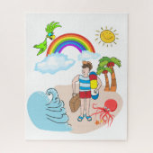 Puzles Beach Fun Bum Rainbow Octopus Sun Legpuzzel (Verticaal)