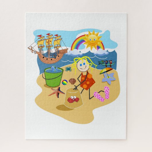Puzles Beach Ocean Sand Rainbow Sun Crab Legpuzzel (Verticaal)