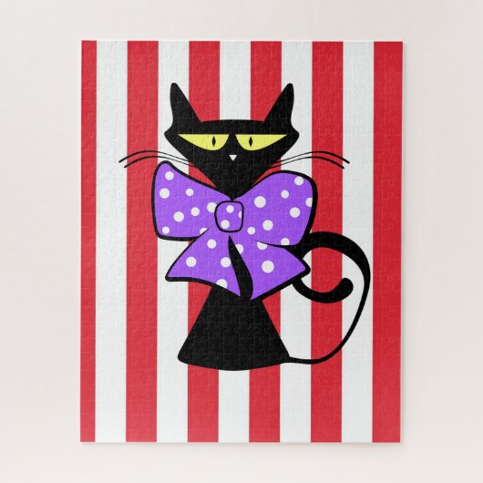 Puzles Black Cat Red & White Stripes Legpuzzel (Verticaal)