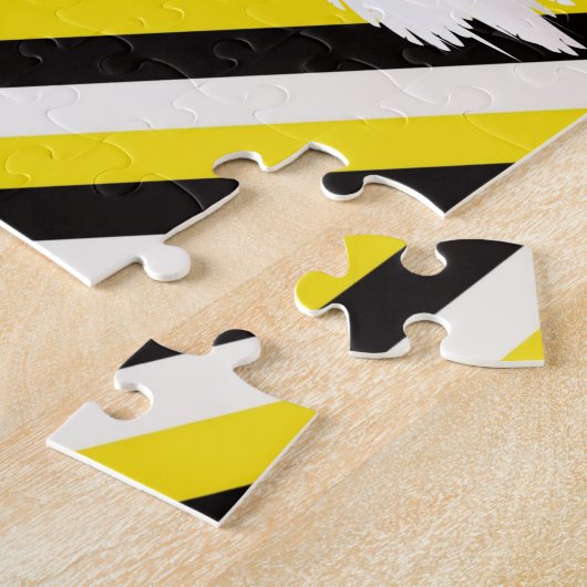 Puzles Black Yellow White Stripe Swans Legpuzzel (Zijkant)