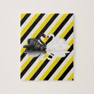 Puzles Black Yellow White Stripe Swans Legpuzzel