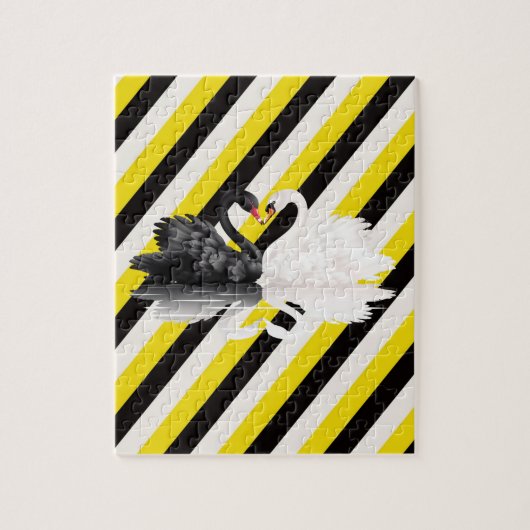 Puzles Black Yellow White Stripe Swans Legpuzzel (Verticaal)
