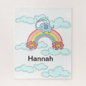 Puzles Blue Elephant Clouds Floral Legpuzzel (Verticaal)