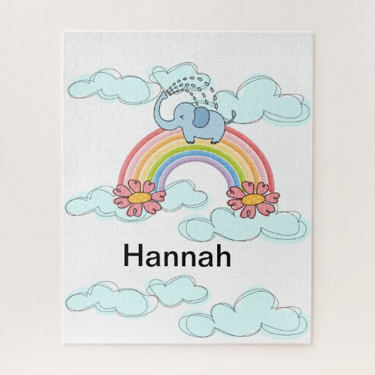 Puzles Blue Elephant Clouds Floral Legpuzzel (Verticaal)