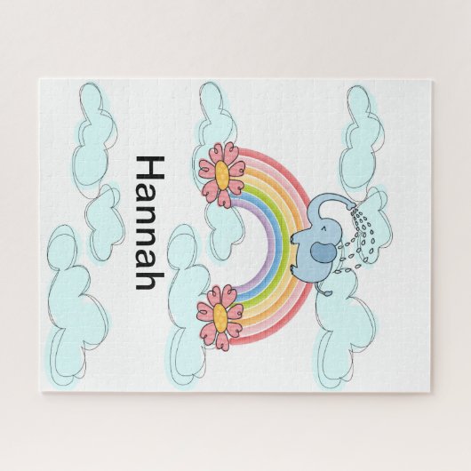 Puzles Blue Elephant Clouds Floral Legpuzzel (Horizontaal)