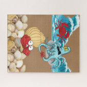 Puzles Blue Octopus Crab Beach Shells Ocean Waves Legpuzzel (Horizontaal)
