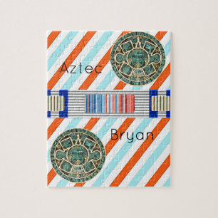 Puzles Blue Oranje Stripe Aztec Legpuzzel