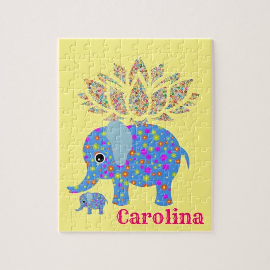 Puzles Colorful Blue Elephant Yellow Legpuzzel (Verticaal)