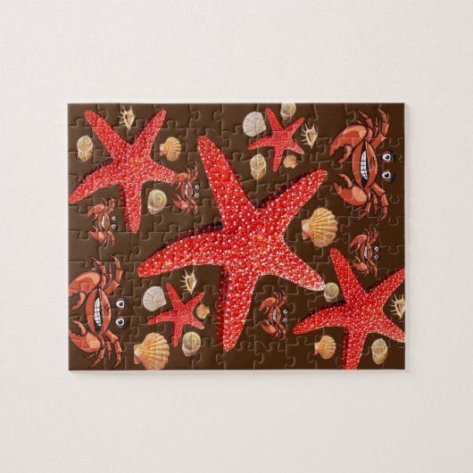 Puzles Crab Starfish Beach Shells Brown Legpuzzel (Horizontaal)