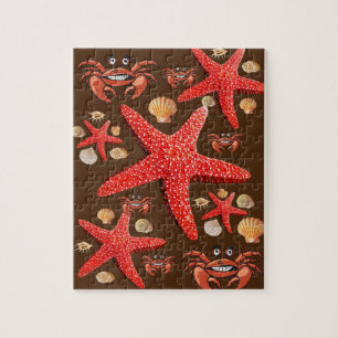 Puzles Crab Starfish Beach Shells Brown Legpuzzel