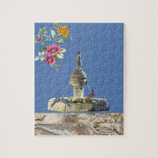 Puzles Floral Fountain Birds Legpuzzel (Verticaal)