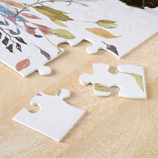 Puzles Floral White Teddy Bear Red Hearts Legpuzzel (Zijkant)