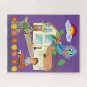 Puzles Garbage Man Truck Floral Rainbow Legpuzzel (Horizontaal)