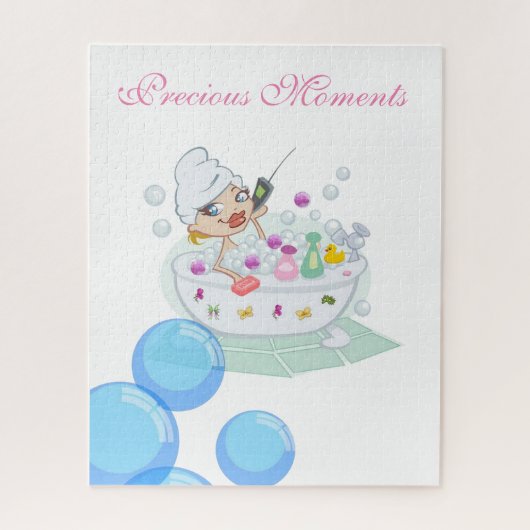 Puzles Girl Bath Time Bath Tube Bubbles Ducks Legpuzzel (Verticaal)