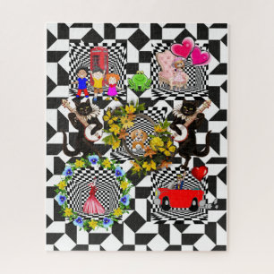 Puzles  Girl Dog Cat Floral Cars Legpuzzel