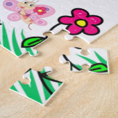 Puzles  Girl Dog Cat Floral Rainbow Legpuzzel (Zijkant)