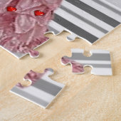 Puzles Gray Stripe roze harten dress Victoriaans Legpuzzel (Zijkant)