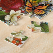 Puzles Gray Victoriaans Floral Flowers Butterfly Legpuzzel (Zijkant)