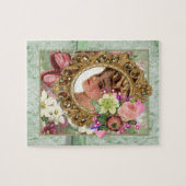 Puzles Green Roze Victoriaans Vrouw Floral Legpuzzel (Horizontaal)