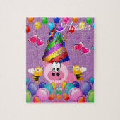 Puzles Happy Birthday Roze Varkens Bumblebee Legpuzzel (Verticaal)
