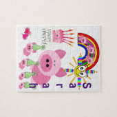 Puzles Happy Birthday Roze Varkens Legpuzzel (Horizontaal)
